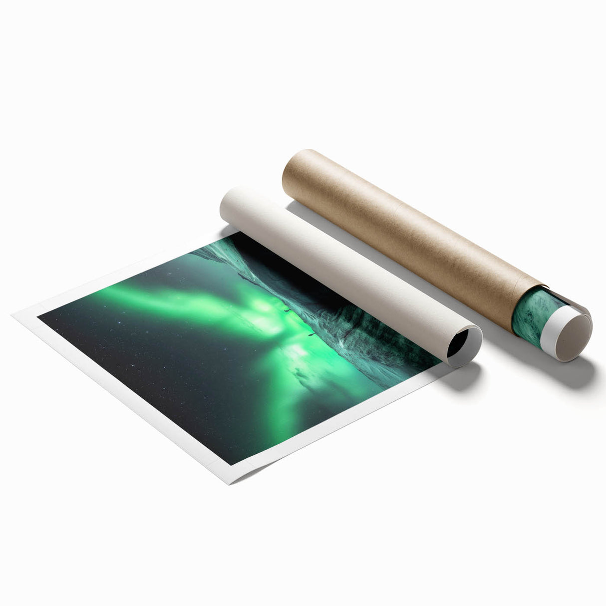 Vibrant rolled print showcasing intricate cave landscapes, featuring earthy tones and textured details, ideal for home decor or artistic displays.