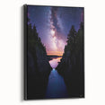 Framed canvas artwork depicting a breathtaking landscape with rugged cliffs and vibrant colors, designed to enhance home decor with a modern aesthetic. Perfect for nature lovers seeking to add a touch of elegance to their living space.