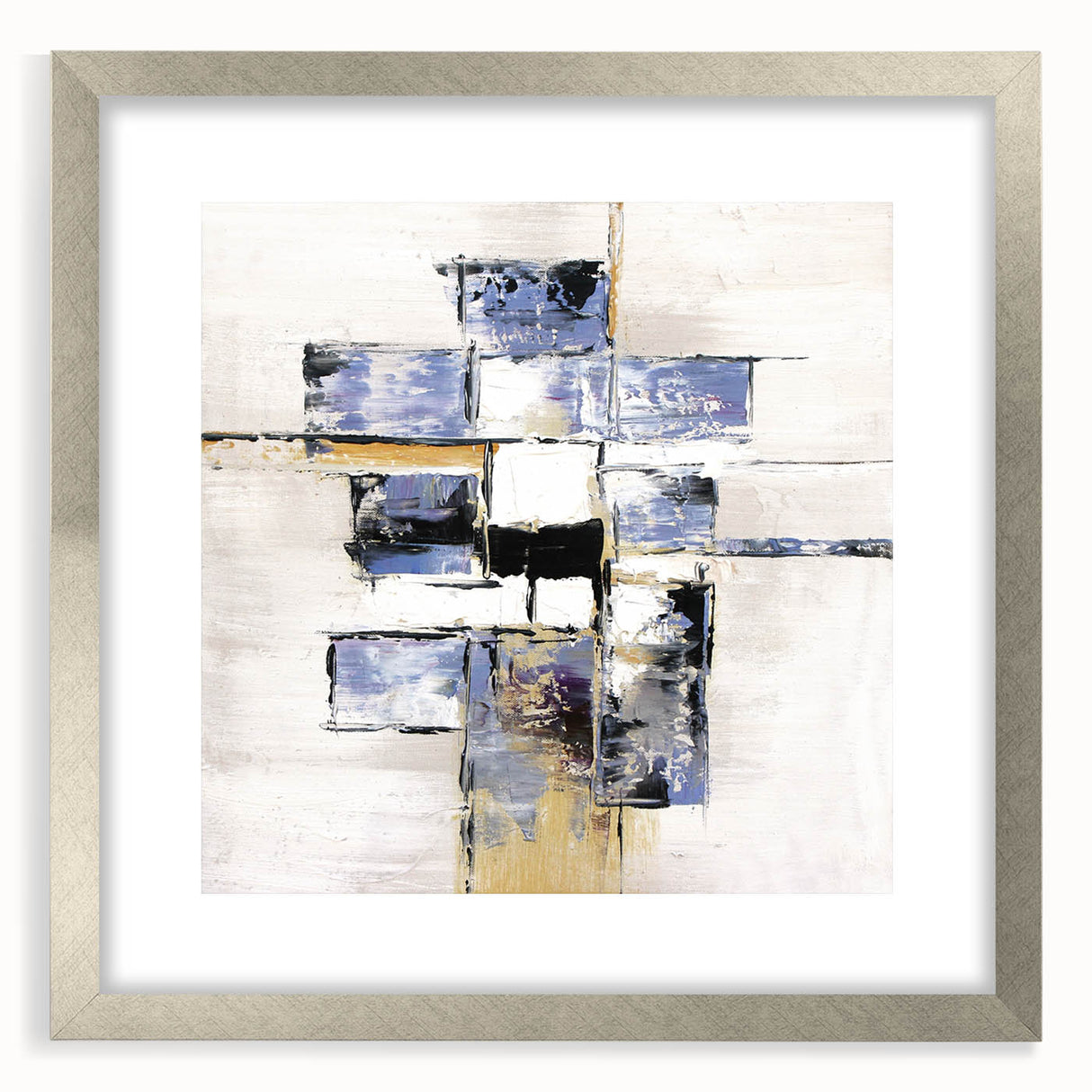 Modern Bedroom Wall Art – Abstract Framed Canvas Print in Blue