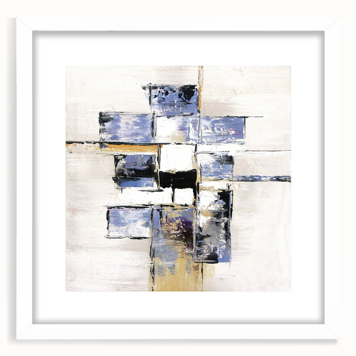 Modern Bedroom Wall Art – Abstract Framed Canvas Print in Blue