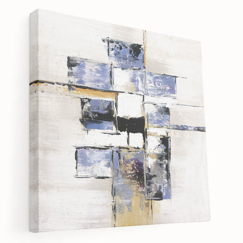 Modern Bedroom Wall Art – Abstract Framed Canvas Print in Blue