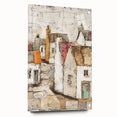 Abstract architectural wall art design displayed in acrylic glass, showcasing vivid colors and intricate patterns, secured with decorative pins for a modern aesthetic.