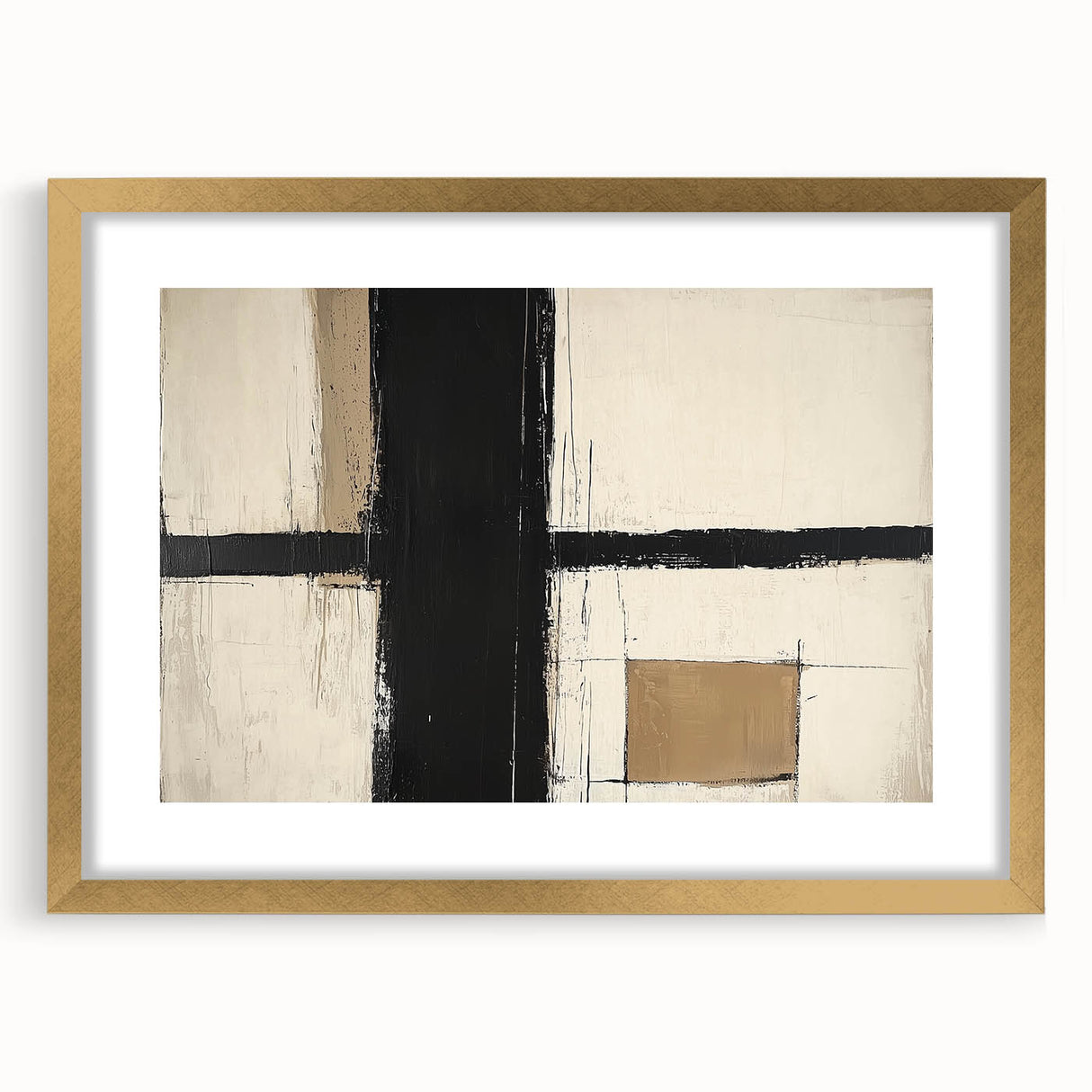 Abstract geometric frame showcasing a gold mat and modern design, perfect for enhancing contemporary interior decor. Ideal for art lovers and stylish spaces.