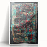 Framed acrylic artwork showcasing vibrant abstract splatters in a striking white frame, perfect for modern home decor, adding a splash of color to any room.