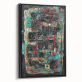 Framed black abstract splatter canvas art showcasing dynamic patterns and textures, perfect for modern home decor, enhancing artistic ambiance and style.