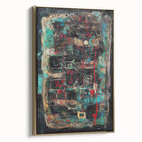 Framed canvas artwork displaying abstract gold splatters on a textured background, showcasing a modern design ideal for contemporary home decor.