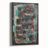 Framed abstract wall art canvas featuring colorful splatter designs, set in a sleek silver frame, ideal for modern home decor and artistic interiors.