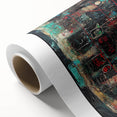 Abstract art canvas print featuring vibrant splatters of blue, orange, and yellow hues, rolled in a protective tube, ideal for modern decor and artistic spaces.