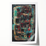 Abstract rolled print showcasing vibrant splatters of color on a textured surface, designed to enhance modern decor. Packaged securely in a cardboard tube for safe delivery.