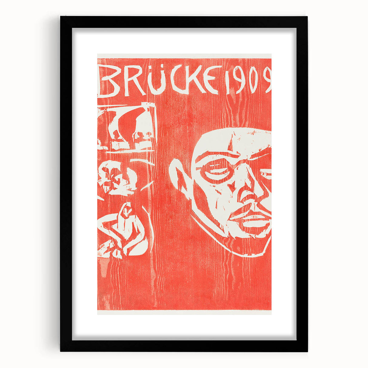 Bold Expressionist Poster - Red and White Brücke 1909 Canvas Print
