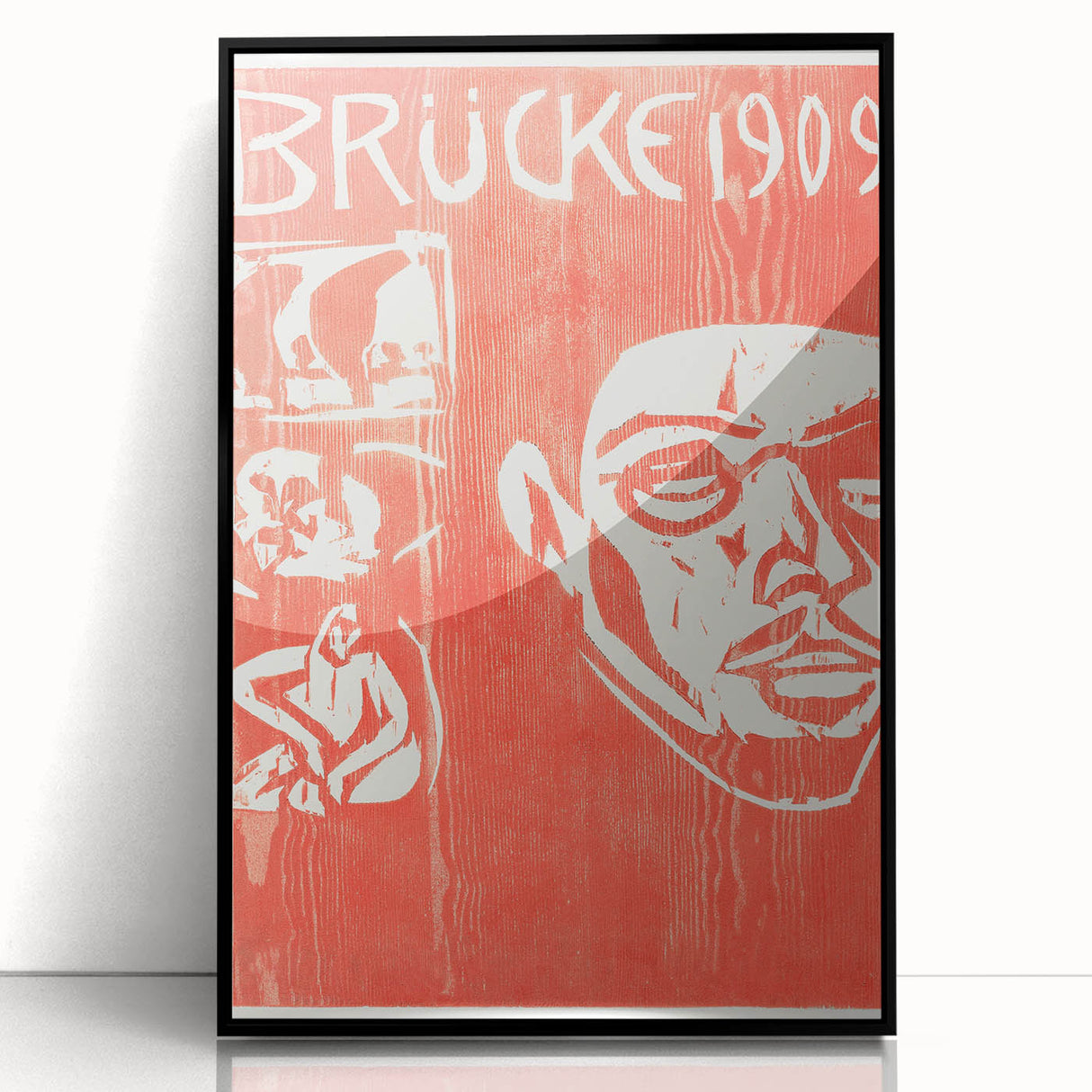 Bold Expressionist Poster - Red and White Brücke 1909 Canvas Print