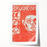 Bold Expressionist Poster - Red and White Brücke 1909 Canvas Print