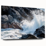 Acrylic glass artwork showcasing a stunning landscape of colorful canyons, viewed from the side without pins, perfect for modern home decor.