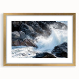 Landscape art print showcasing a stunning canyon scene framed in elegant gold with a mat, highlighting its intricate details and vibrant colors, perfect for home decor.