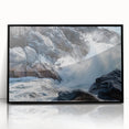 Framed acrylic artwork depicting a stunning landscape of canyons, featuring rich earth tones and intricate details, ideal for modern home decor.