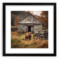 Landscape countryside wall art framed with a black mat, showcasing vibrant green fields and a serene blue sky, perfect for enhancing home decor aesthetics.