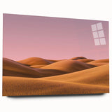 Acrylic glass artwork showcasing a vibrant countryside landscape, framed in a sleek design, highlighting lush greenery and rolling hills, perfect for home decor.