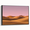 Framed canvas artwork depicting a serene countryside landscape, showcasing vibrant greenery and a tranquil sky, with a sleek black frame enhancing its elegance. Perfect for home decor or office aesthetics, this piece adds a touch of nature-inspired beauty to any setting.