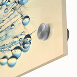 Large abstract wall art depicting water close-up in blue and white tones on acrylic glass.