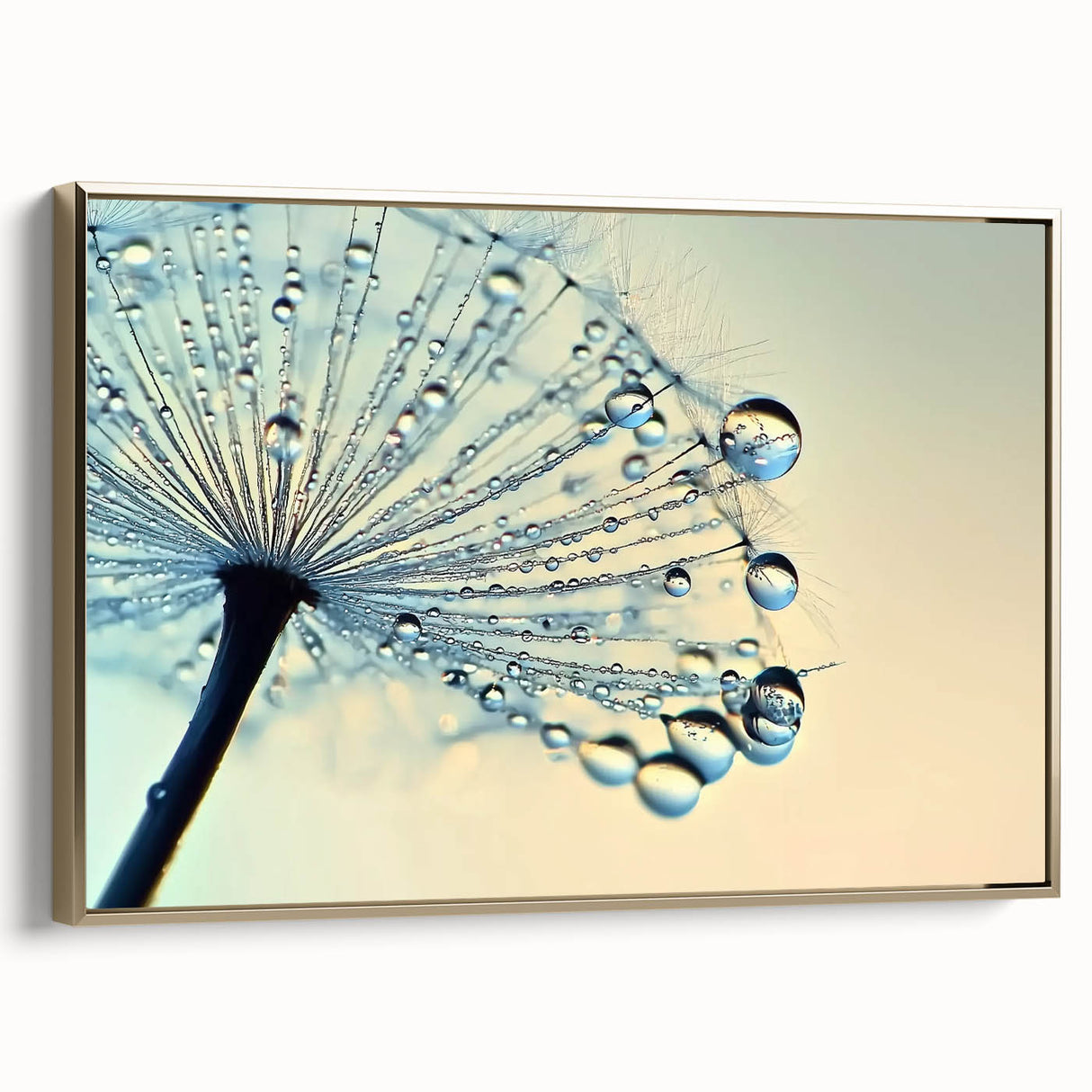 Framed canvas featuring a close-up water landscape in muted blue and gray tones, ideal for bedroom wall art.