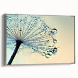 Framed canvas depicting a close-up water landscape in vibrant blue and green tones.