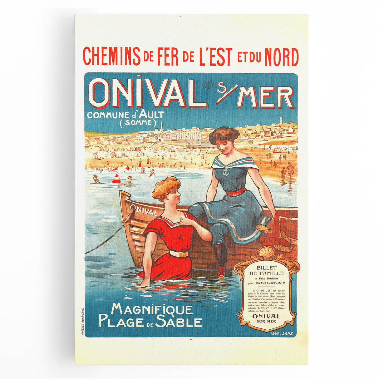 Retro Onival-sur-Mer Travel Poster – Vintage French Beach Art