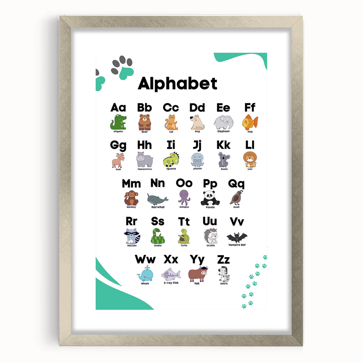 ABC Alphabet - Kids Educational Wall Art Animal Learning Print
