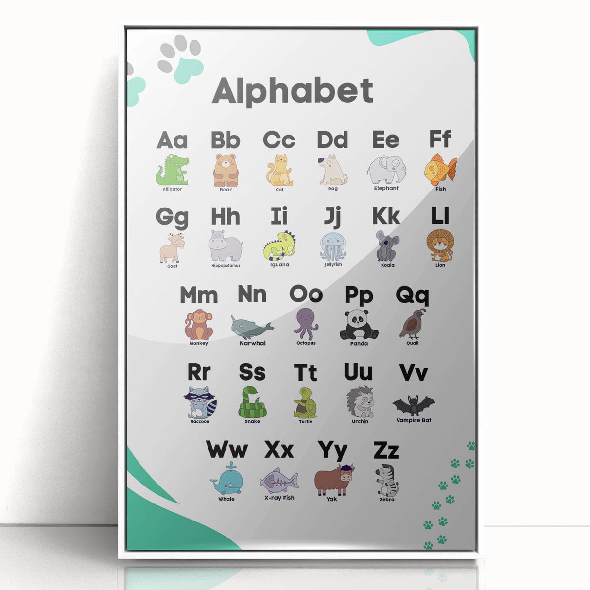ABC Alphabet - Kids Educational Wall Art Animal Learning Print
