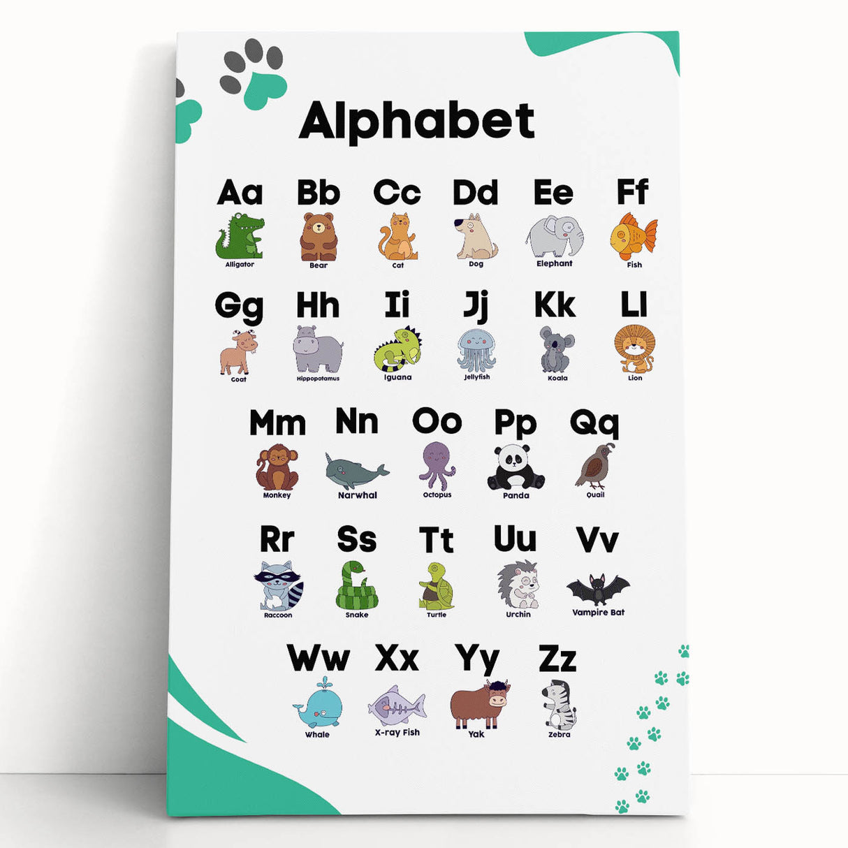 ABC Alphabet - Kids Educational Wall Art Animal Learning Print