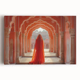 Large black and white stretched canvas of an Indian landscape, ideal for kitchen art.