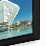 Extra large framed canvas featuring a textured depiction of a Brazilian landscape in black with vibrant colorful accents.