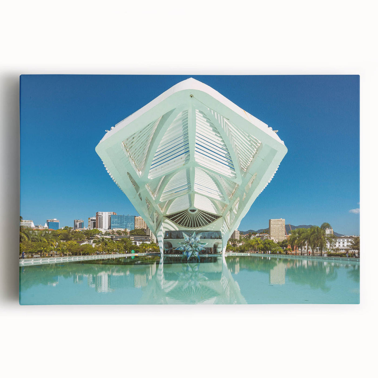 Black and white stretched canvas of a Brazilian landscape, ideal for kitchen wall art.
