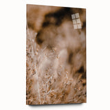 Large abstract wall art depicting fall season colors in orange and brown, acrylic print.