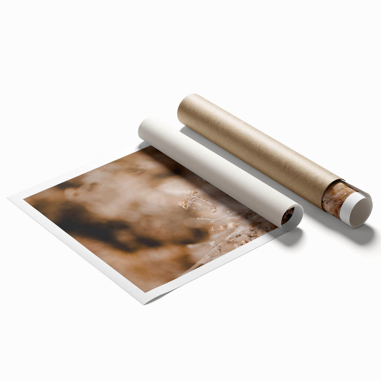 Extra large rolled print featuring a detailed floral design in warm autumn hues, ideal for classy bathroom wall art.