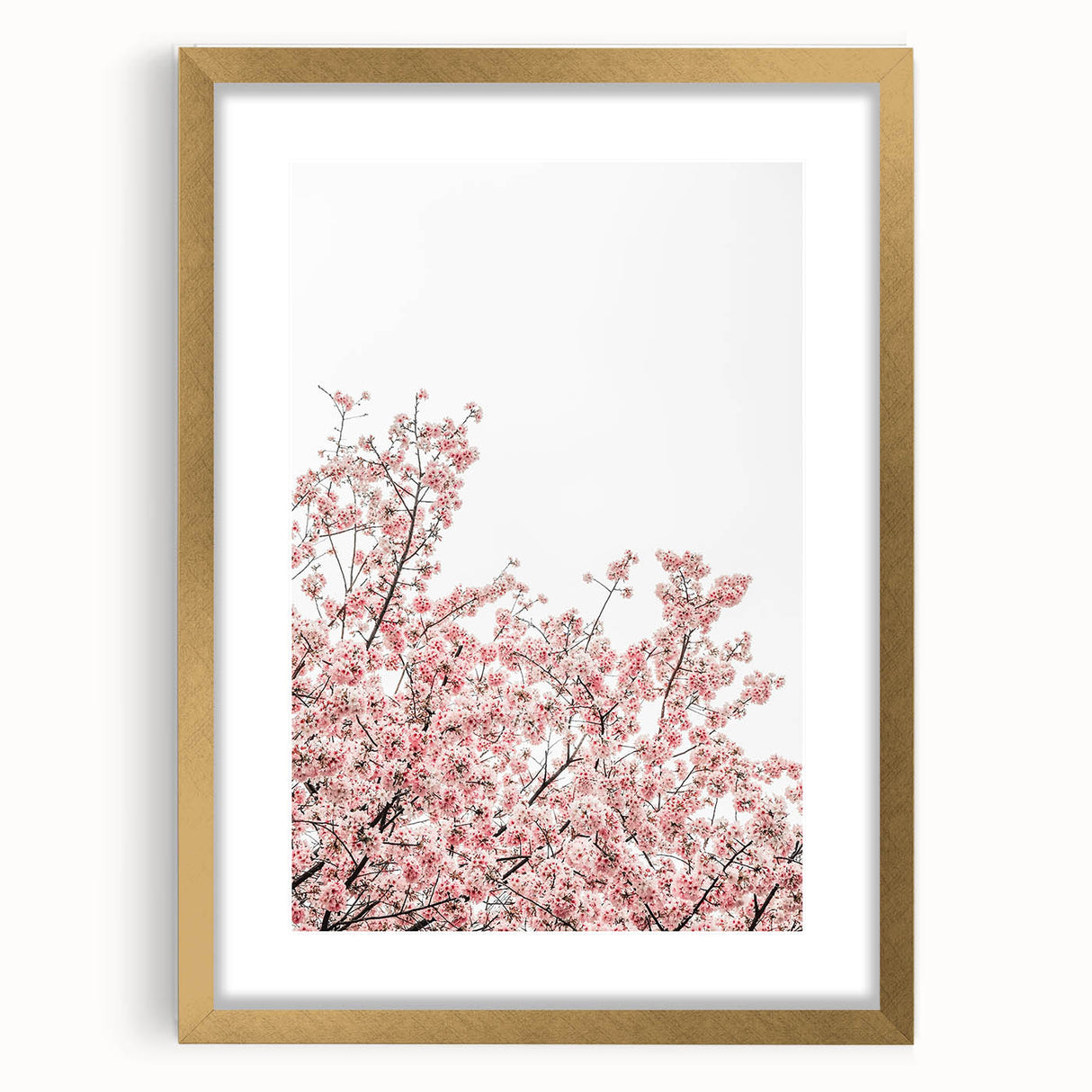 Extra large abstract art print with textured spring-themed colors in a gold frame, ideal for living room decor.
