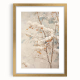Extra large abstract art print featuring textured blue and white swirls, framed in gold, ideal for living room decor.