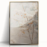 Winter scene with muted blue and white tones on a framed acrylic print, suitable for modern nursery wall art.
