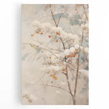 Winter tree silhouette in black and white on large stretched canvas, suitable for kitchen wall art.