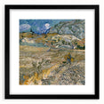 Extra large framed abstract art print with vibrant shades of blue and yellow, ideal for a living room.