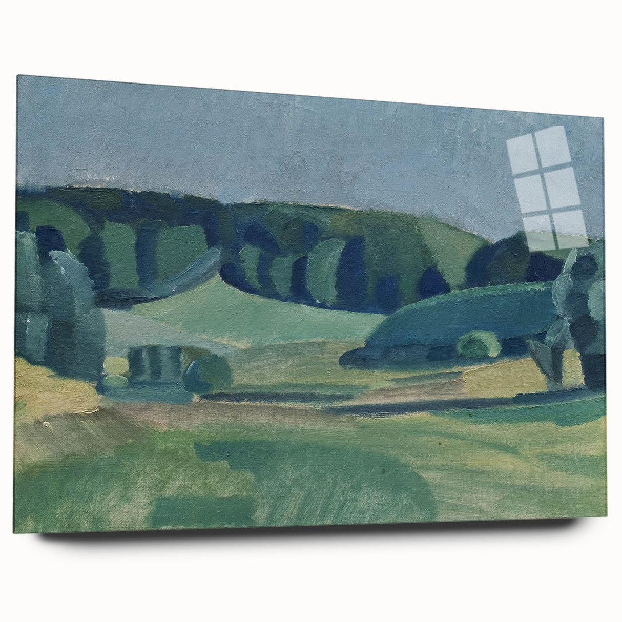 Abstract Modern Art Landscape in Green Tones - Contemporary Wall Decor