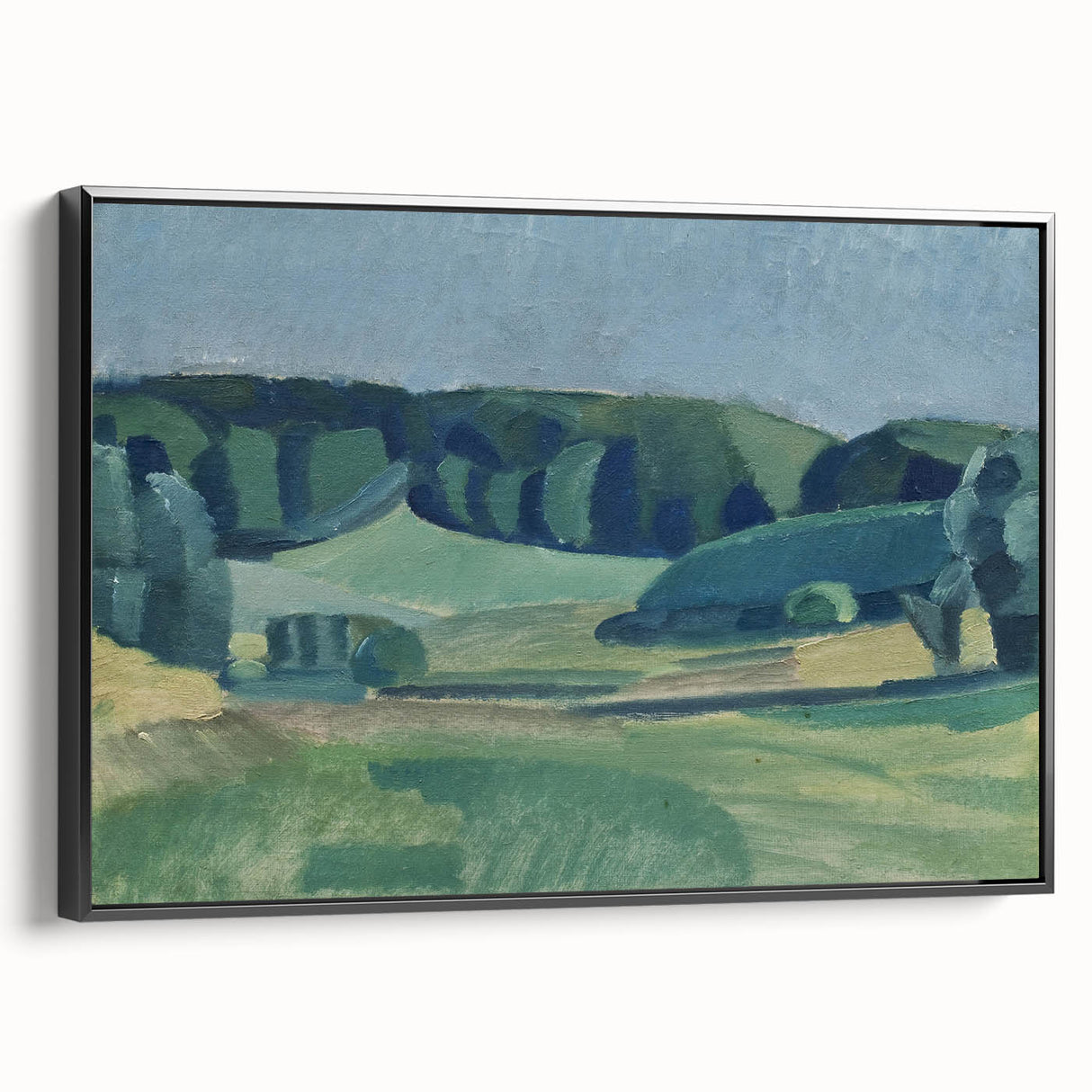 Abstract Modern Art Landscape in Green Tones - Contemporary Wall Decor