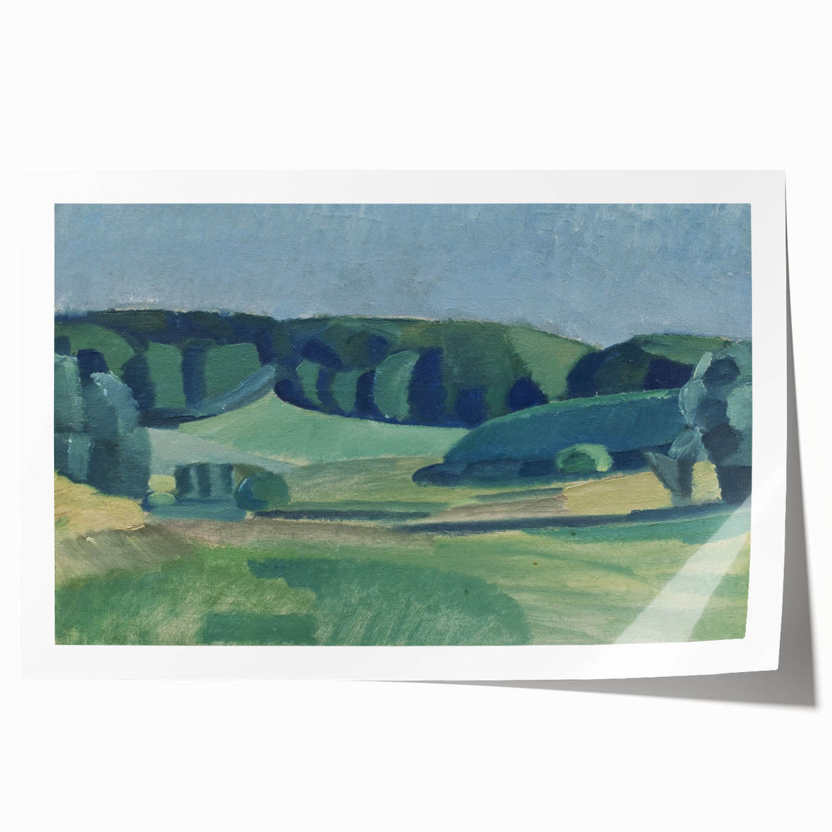 Abstract Modern Art Landscape in Green Tones - Contemporary Wall Decor