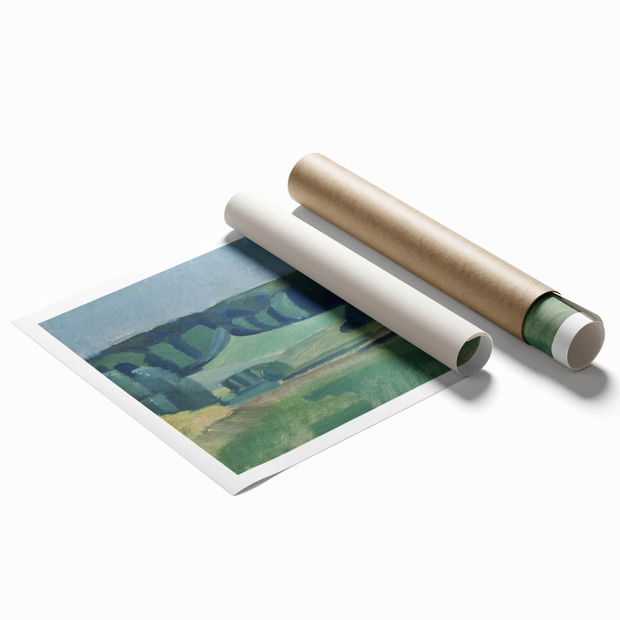 Abstract Modern Art Landscape in Green Tones - Contemporary Wall Decor