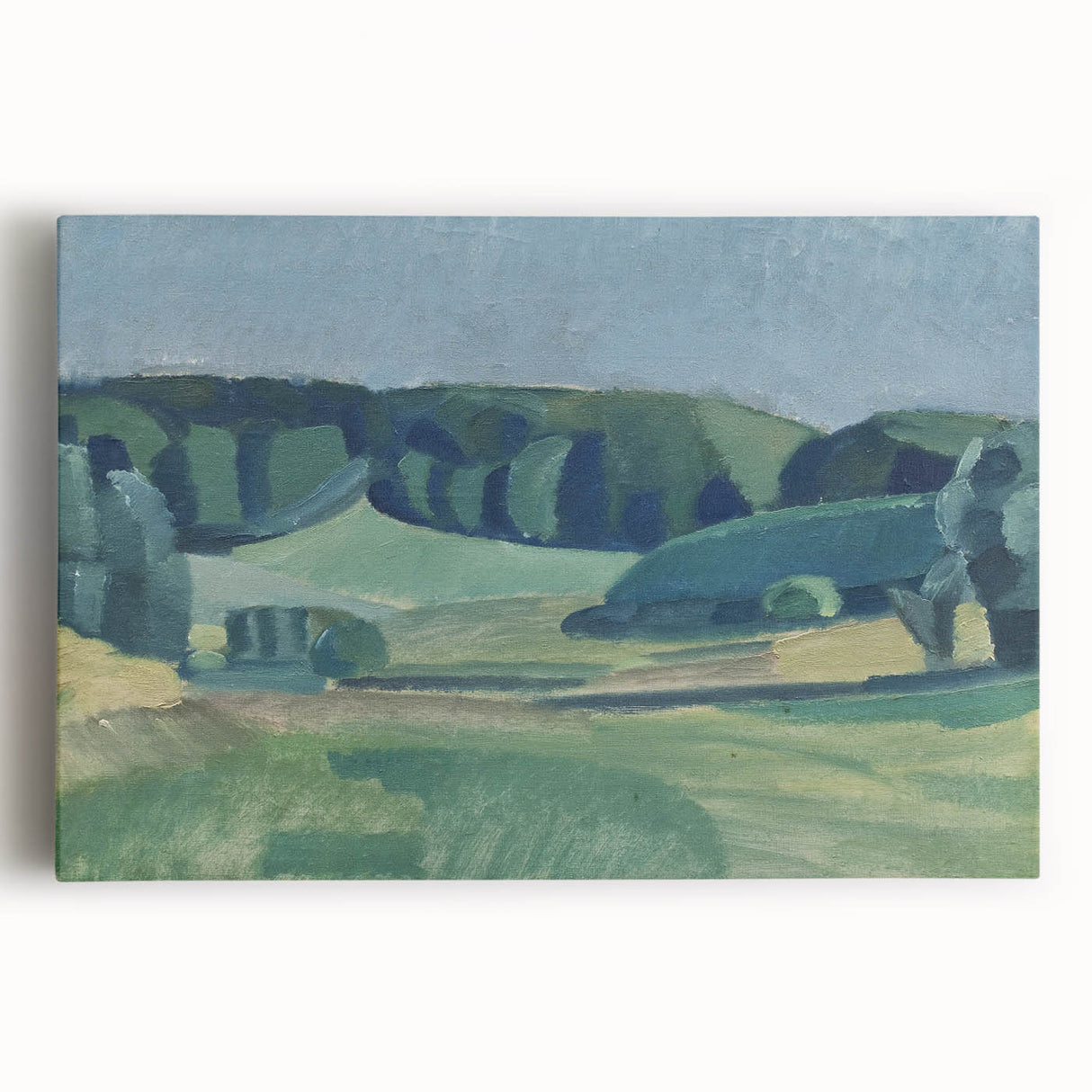 Abstract Modern Art Landscape in Green Tones - Contemporary Wall Decor