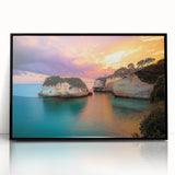Framed acrylic artwork showcasing a dramatic cliff landscape scene with rich colors and sharp details, perfect for enhancing modern home decor.