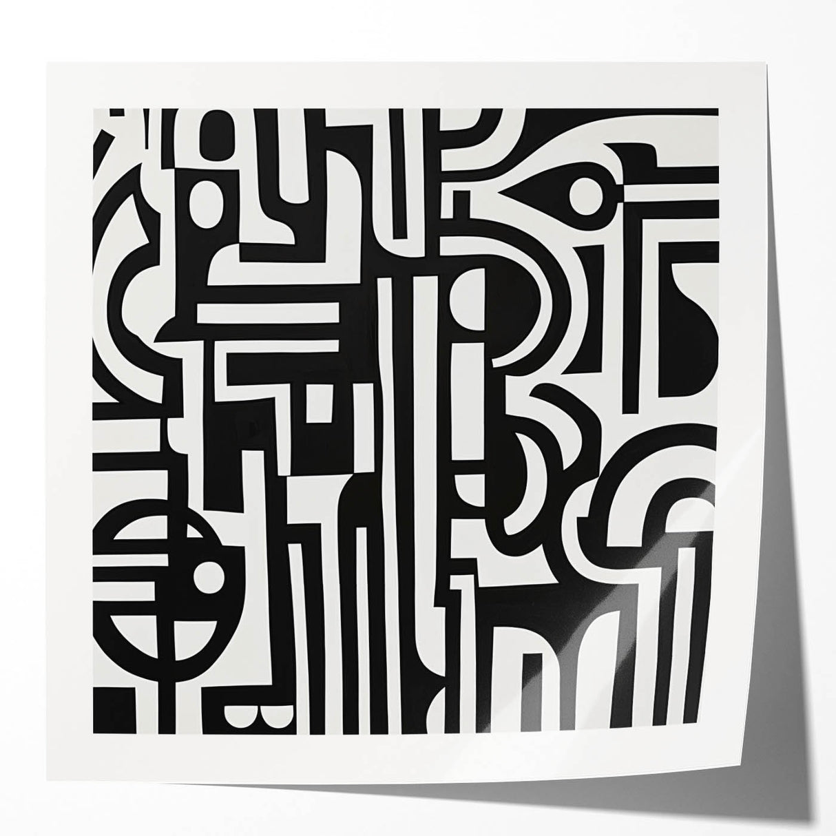 Black and White Bedroom Wall Art – Modern Abstract Canvas Print
