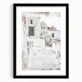 Abstract architecture wall art framed in black with a white mat, showcasing geometric patterns and lines, perfect for modern home decor.