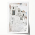 Abstract architectural wall art print showcasing intricate geometric patterns in neutral tones, rolled and ready for display in a modern home or office setting.