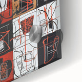 Close-up of an abstract geometric design on acrylic glass, showcasing vibrant colors and intricate patterns, ideal for modern home decor and art enthusiasts.