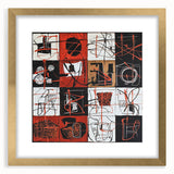 Abstract geometric frame in gold with a mat, showcasing a modern design ideal for contemporary home decor. Perfect for stylish living spaces or art galleries.
